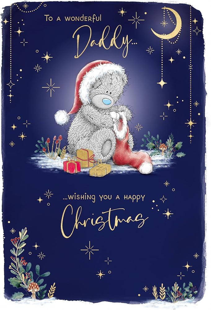 Bear With Stocking Daddy Christmas Card