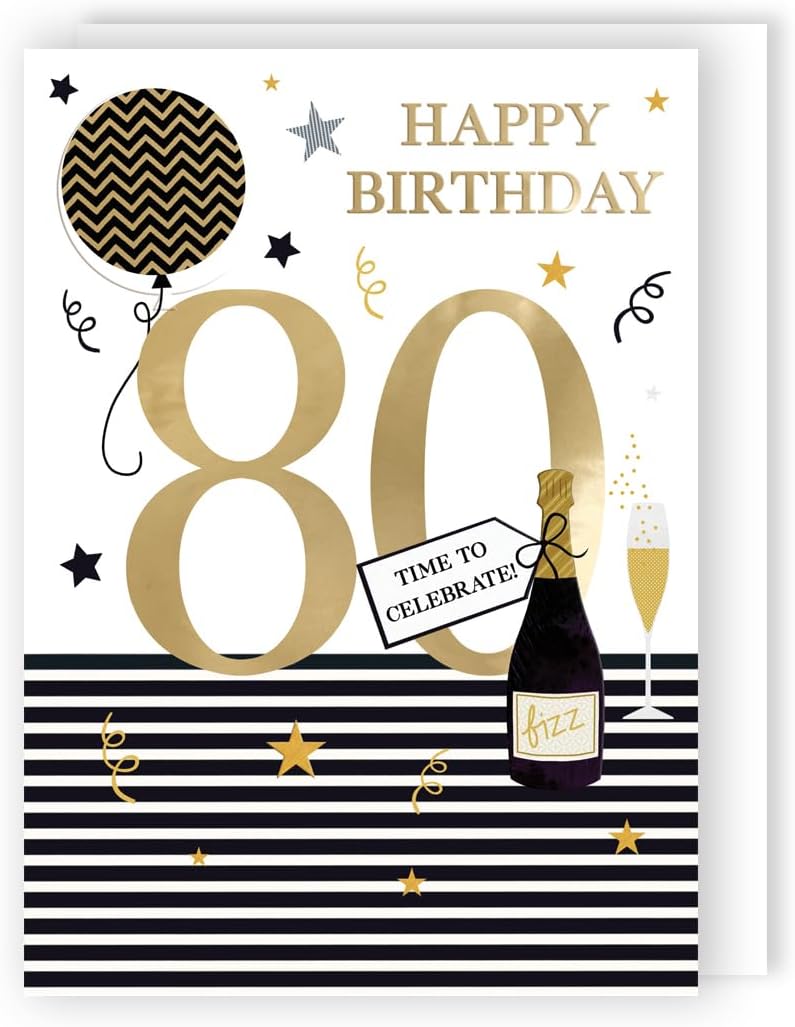 Shine, Celebrate, Fun! 80th Contemporary Birthday Card