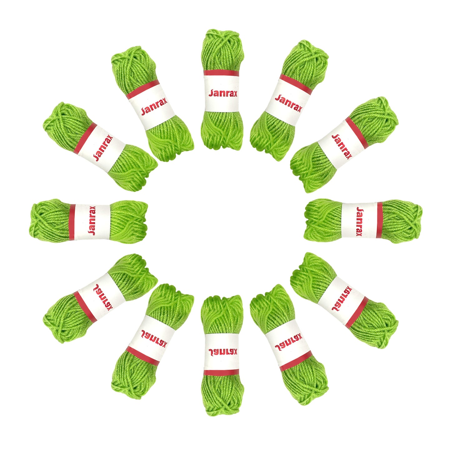 Pack of 10 Light Green Acrylic Yarn Rolls – 10g each, 4 Strand 8 Ply Knitting Wool