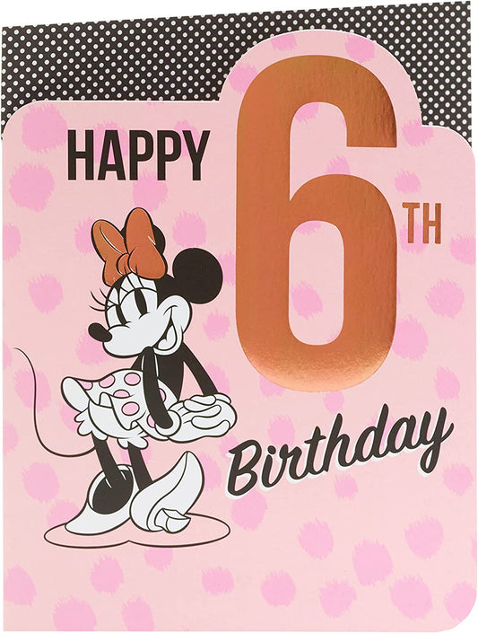 Disney Minnie Mouse Age 6 Birthday Card