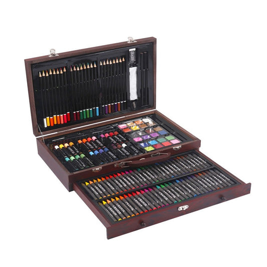 Pack of 142 Artists Art Paint Set in a Wooden Case with Handle
