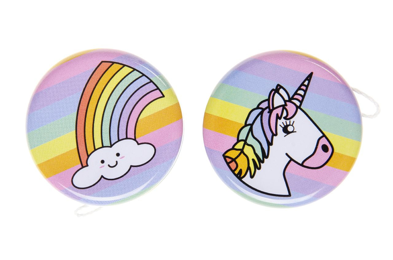 Pack of 12 Metal Yo-Yo Unicorn Theme Return Tops