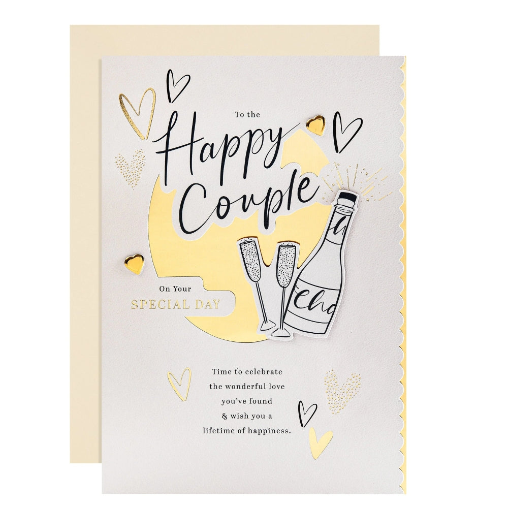 Champagne Design For Happy Couple with Heartfelt Verse Wedding Congratulations Card