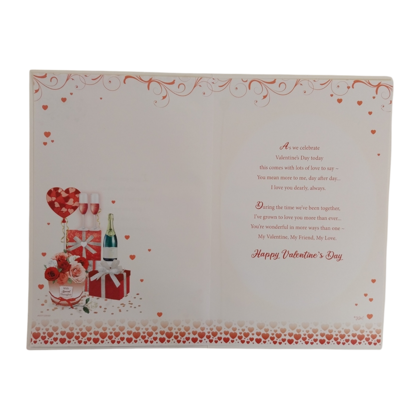 Hearts And Gifts Design Open Valentine's Day Card