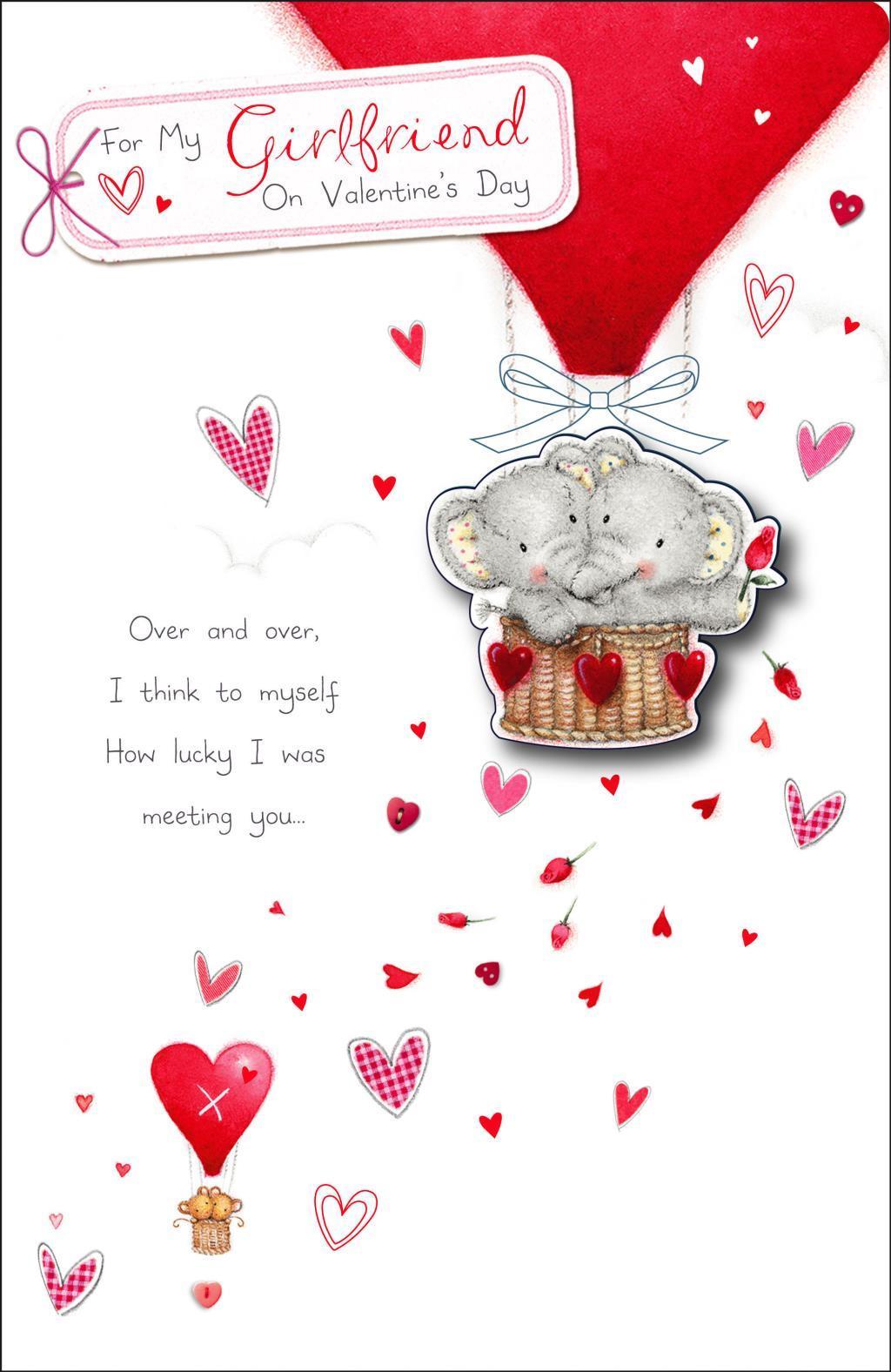Girlfriend Cute Elliot and Buttons Lucky Couple Valentine's Day Card