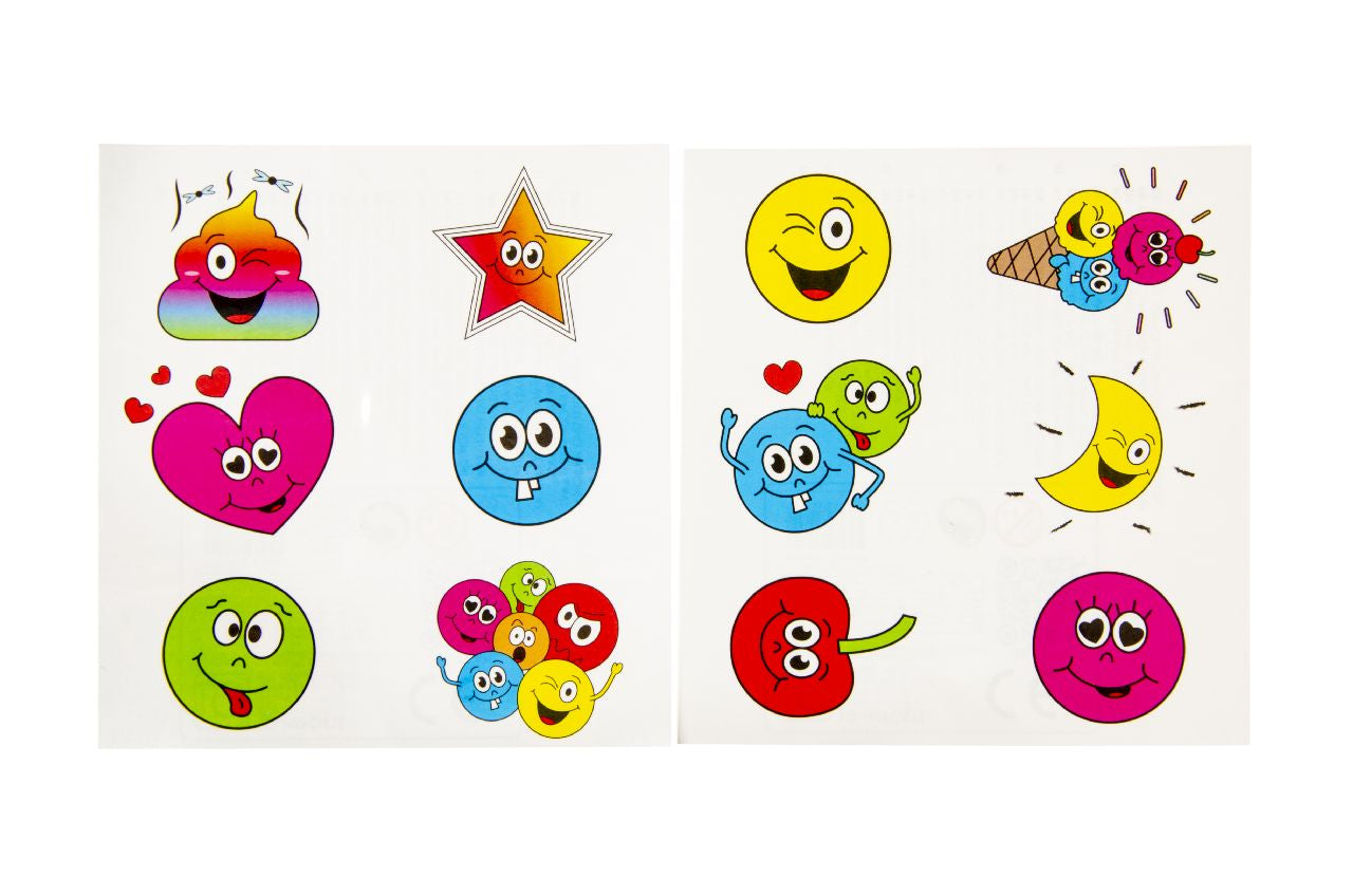 96 Pack of 6 Pieces Emotion Faces Tattoos