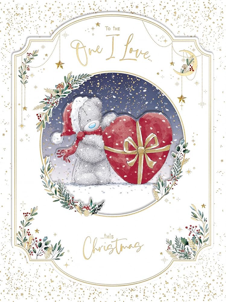 Bear With Heart Shaped Gift One I Love Luxury Handmade Christmas Card