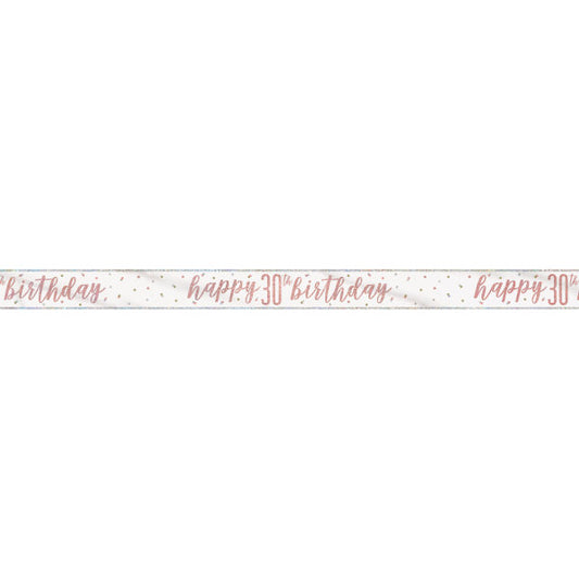 9ft Glitz Rose Gold Foil Banner "Happy 30th Birthday"