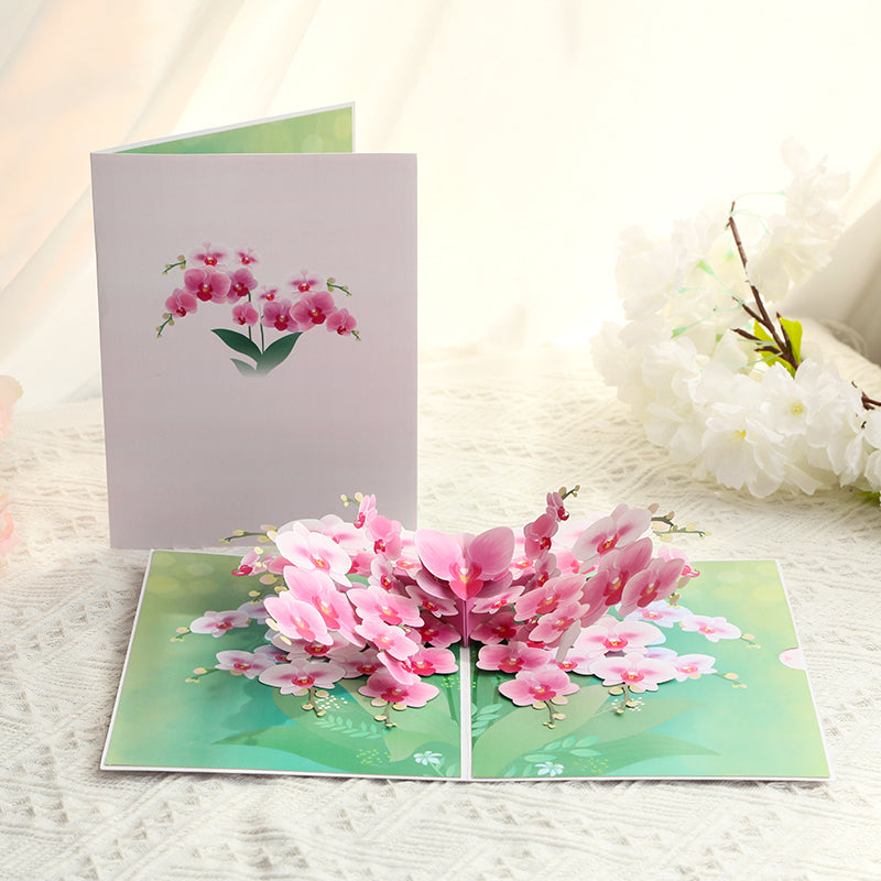 Orchid Elegance Floral 3D Pop Up Greeting Card - Mother's Day Thank You Birthday