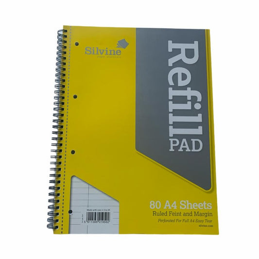 A4 Perforated Side Wirebound Ruled Feint and Margin Refill Pad 