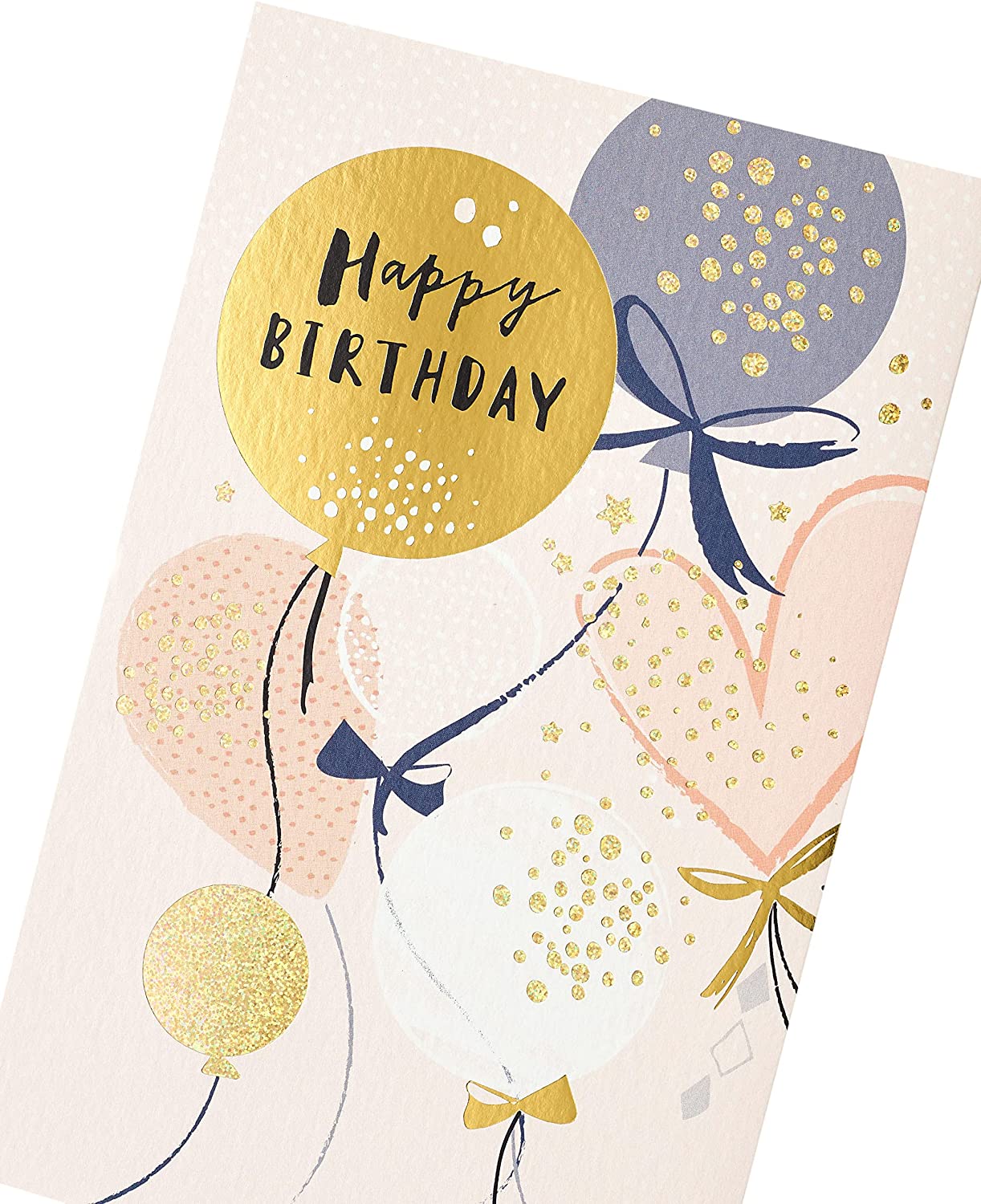 Pink and Gold Balloons Birthday Card