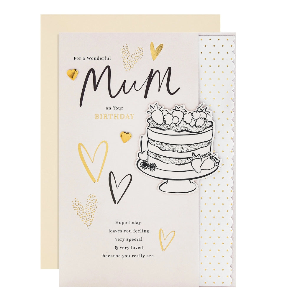 Cake Design & Heartfelt Verse Mum Birthday Card