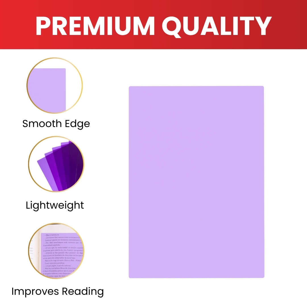 Pack of 8 A4 Plain Cyan Dyslexia Overlay Reading Sheets – PET Material, Rounded Corners
