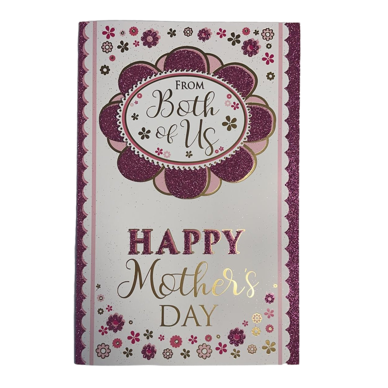 From Both of Us Glitter Finished Flower Design Mother's Day Card