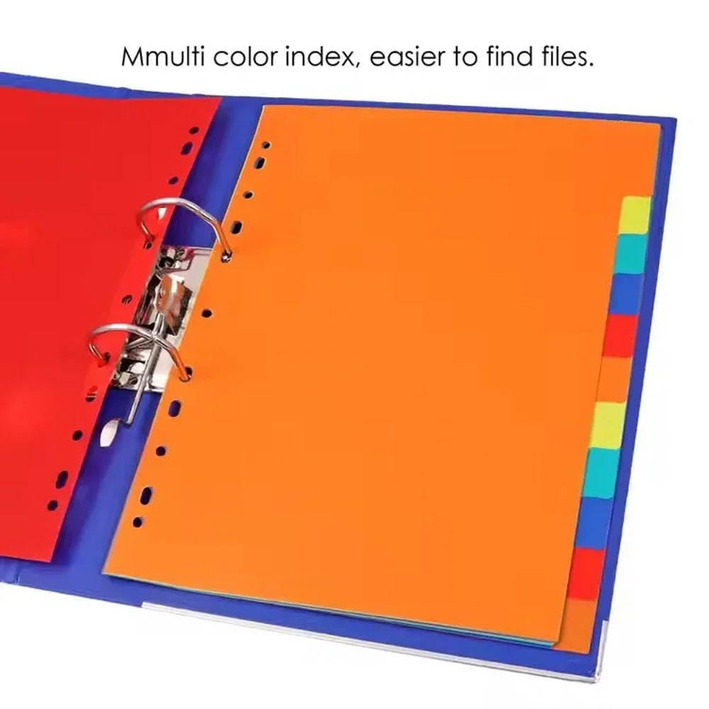 A4 Multicolour 10 Part Tab Dividers with Writable Cover for Ring Binders
