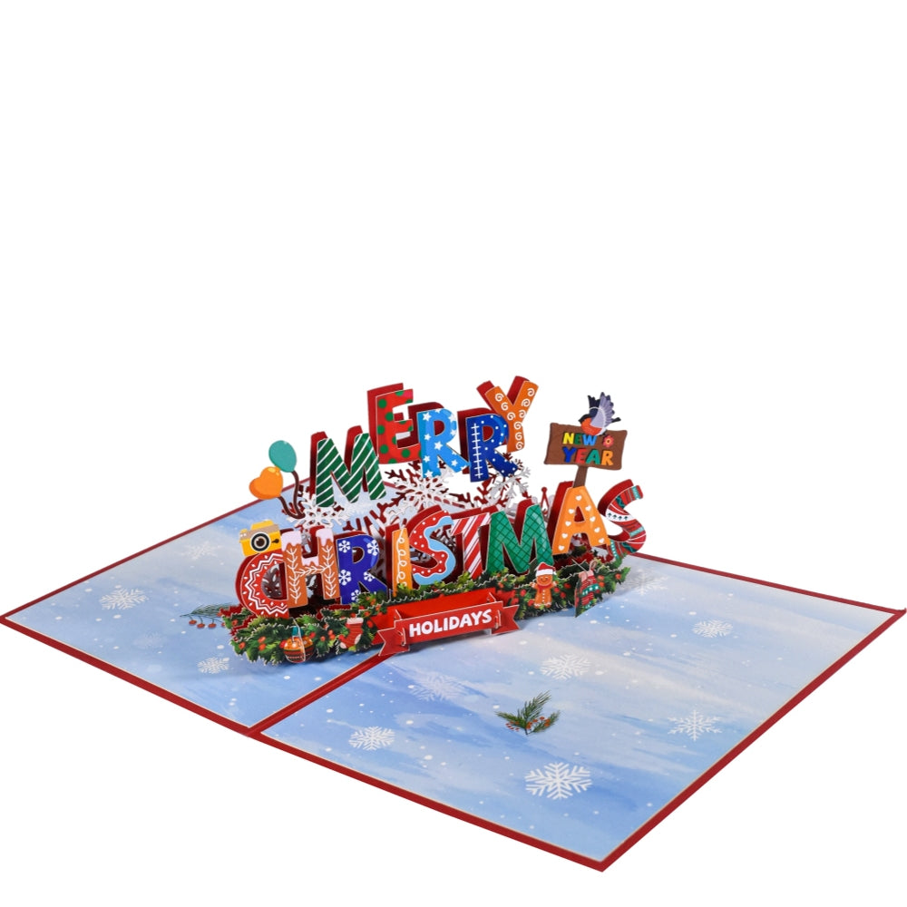 Festive Cheer 3D Pop-Up “MERRY CHRISTMAS” Card