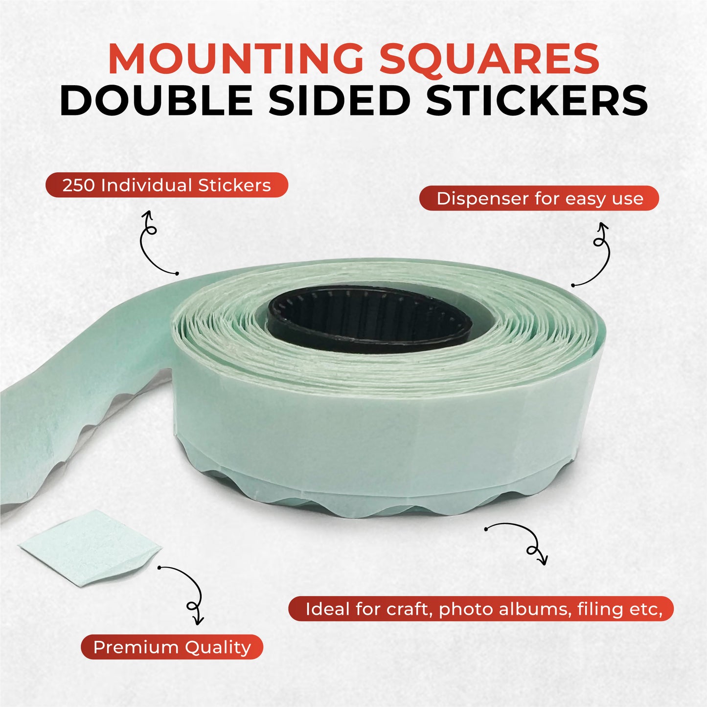 Pack of 1000 Janrax Mounting Squares - Double Sided Stickers