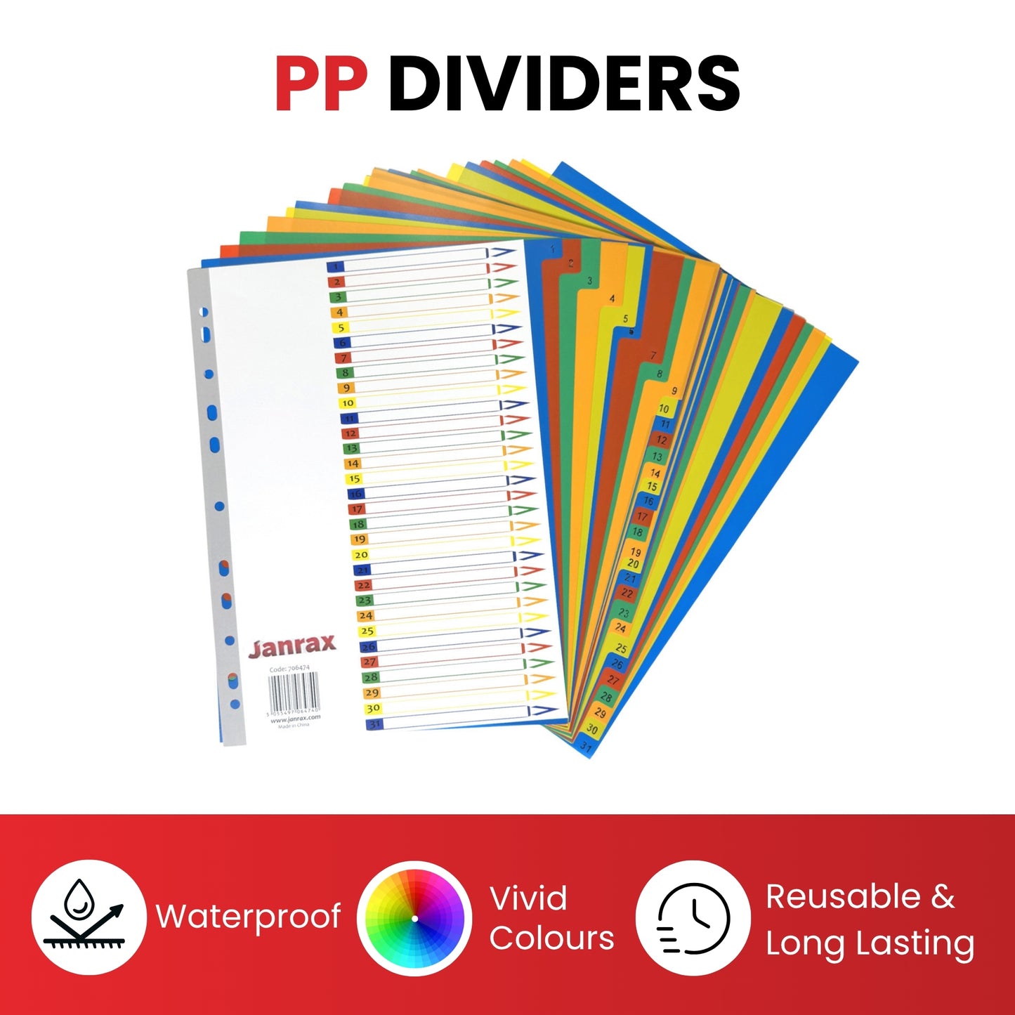A4 Jan - Dec Month Polypropylene Dividers with Reinforced Index Cover