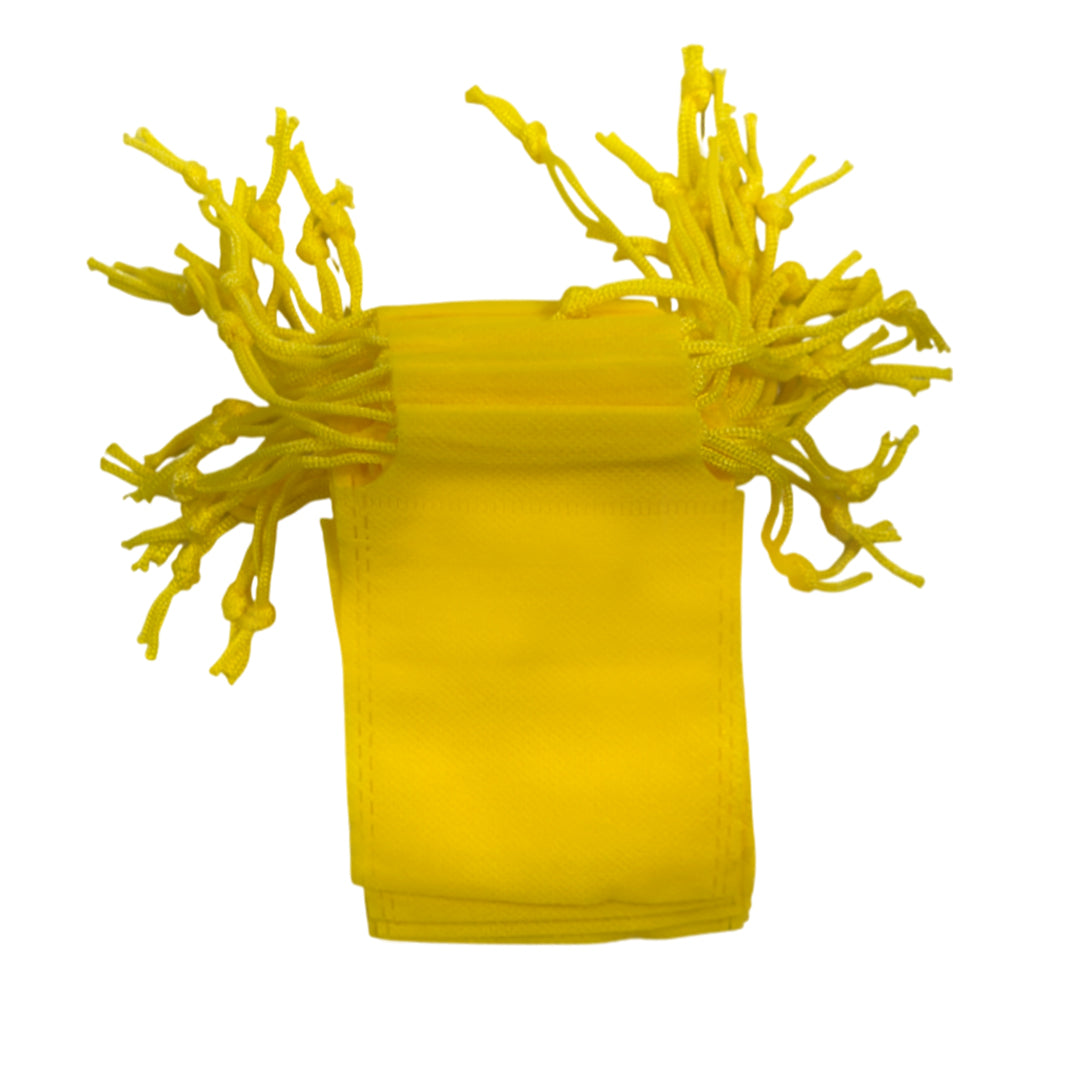 Pack of 25 Yellow Coloured 12x9cm Non-Woven Drawstring Bags