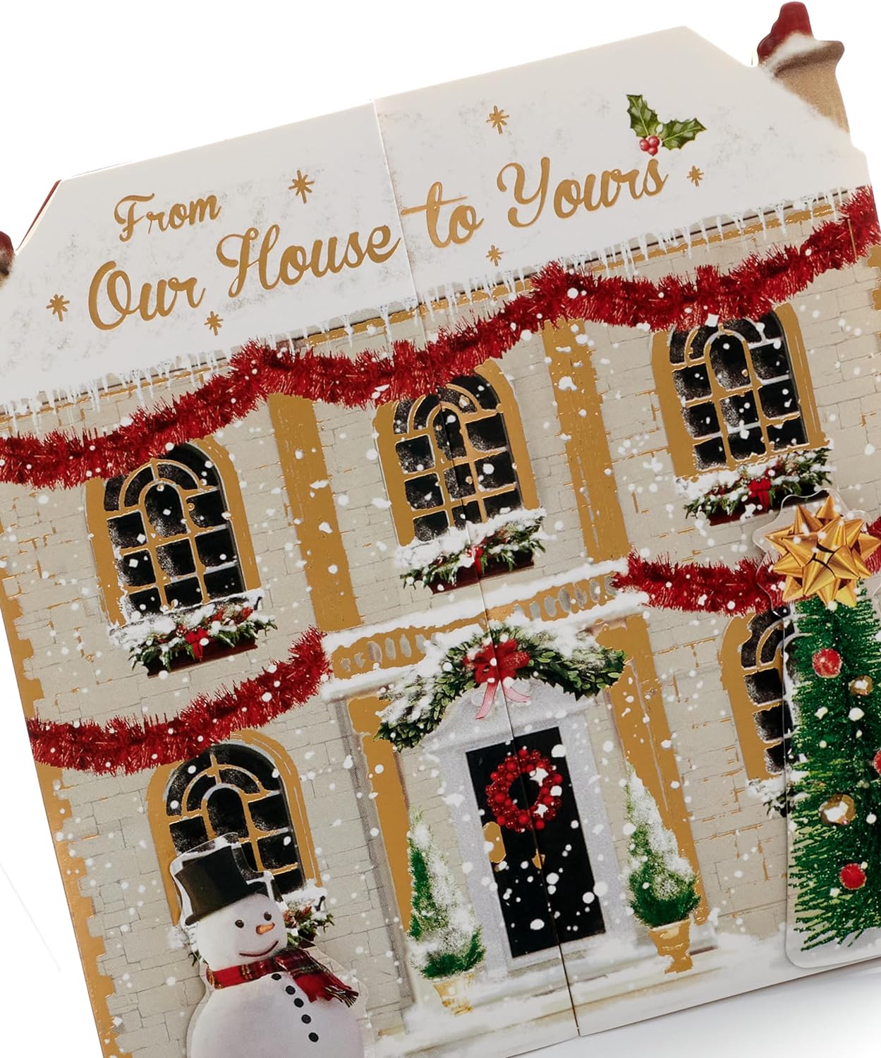 From Our House to Yours Christmas Card Festive House Shaped Design