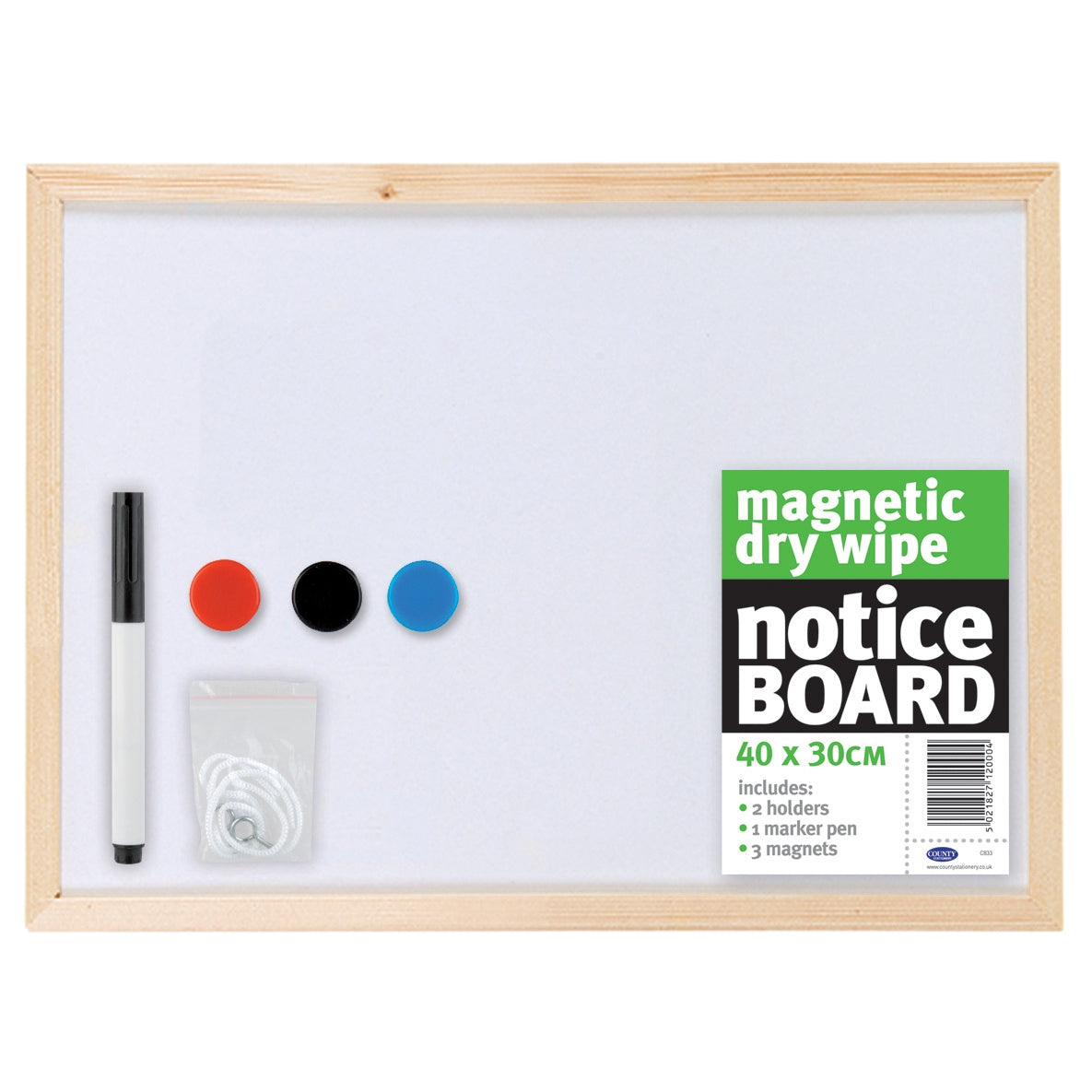 40x30cm Magnetic Dry Wipe White Board with Magnets and Marker Pen