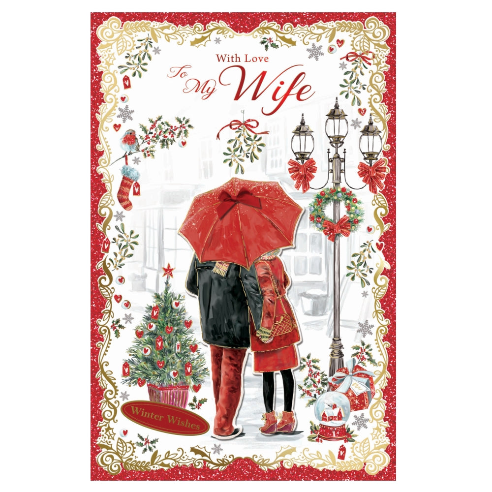 Romantic Festive Design With Love to My Wife Christmas Card