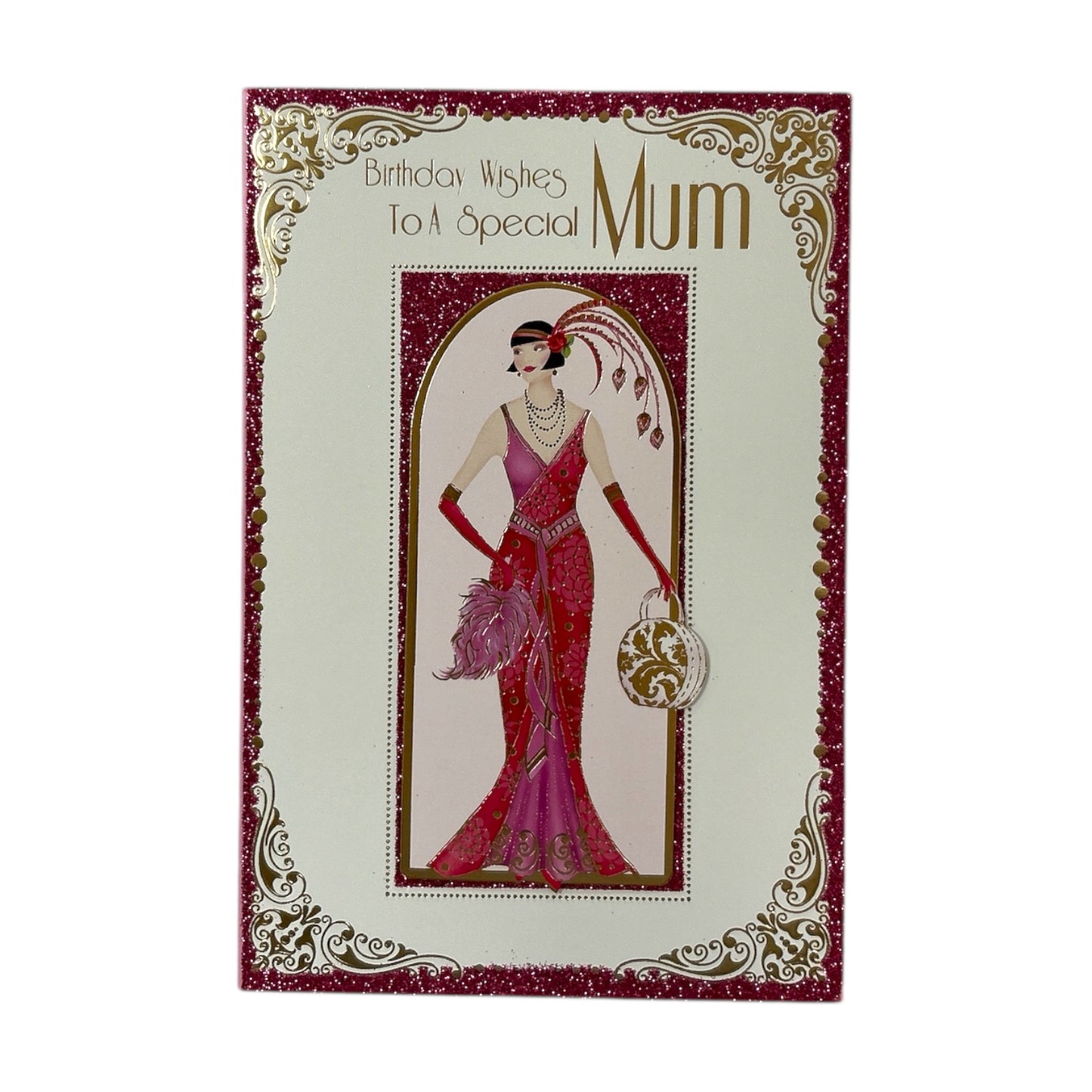 To A Special Mum Lady in Red Dress Design Birthday Card