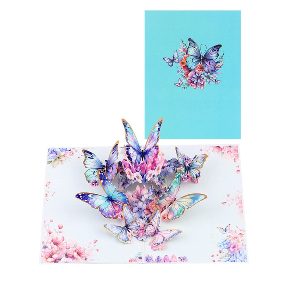 Hot Stamped Blue Butterfly 3D Pop Up Greeting Card - Birthday Mother's Valentine's Day