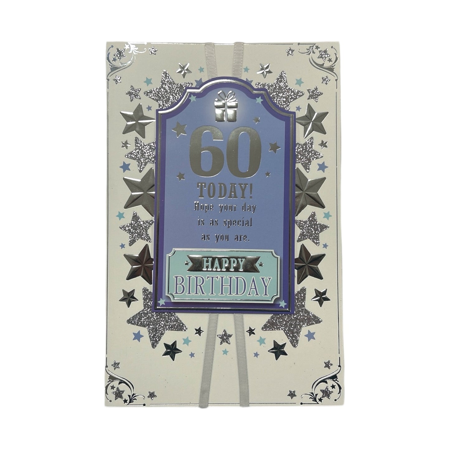 Age 60 Male Silver Stars Birthday Card