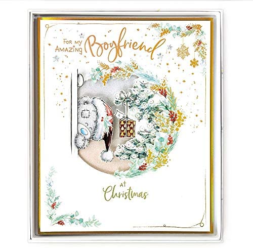 For Amazing Boyfriend Tatty Teddy With Gift On Tree Design Christmas Card