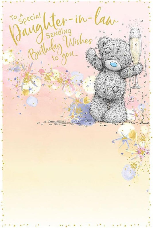 Bear With Glass Of Bubbly Daughter In Law Birthday Card