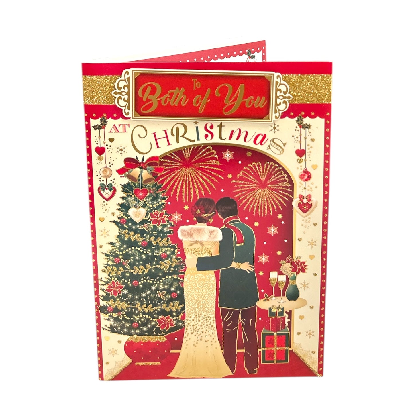 To Both of You Beautiful Couple Enjoying Fireworks Design Christmas Card