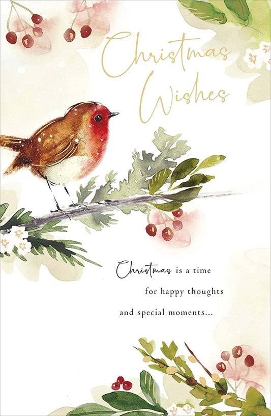 Robin Christmas Wishes Traditional Foiled Card