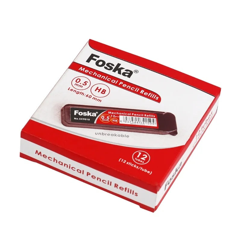 12 Tubes of 0.5mm Mechanical Pencil HB Black Lead Refills