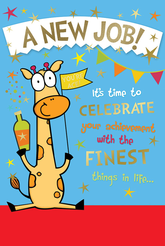 Cute Giraffe Design New Job Witty Words Card