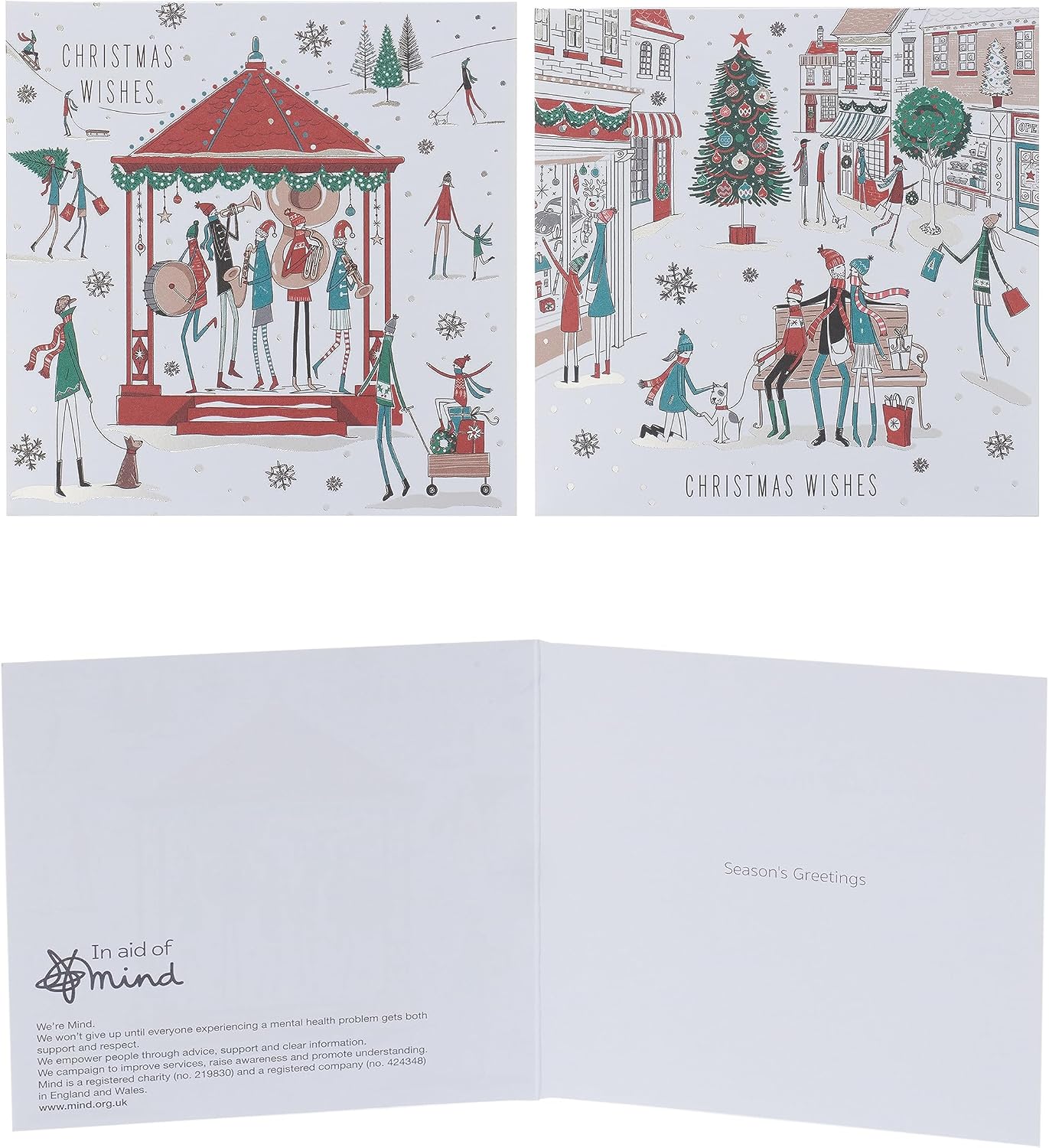 Multipack of 10 Winter Wishes Design Charity Christmas Cards with Envelopes