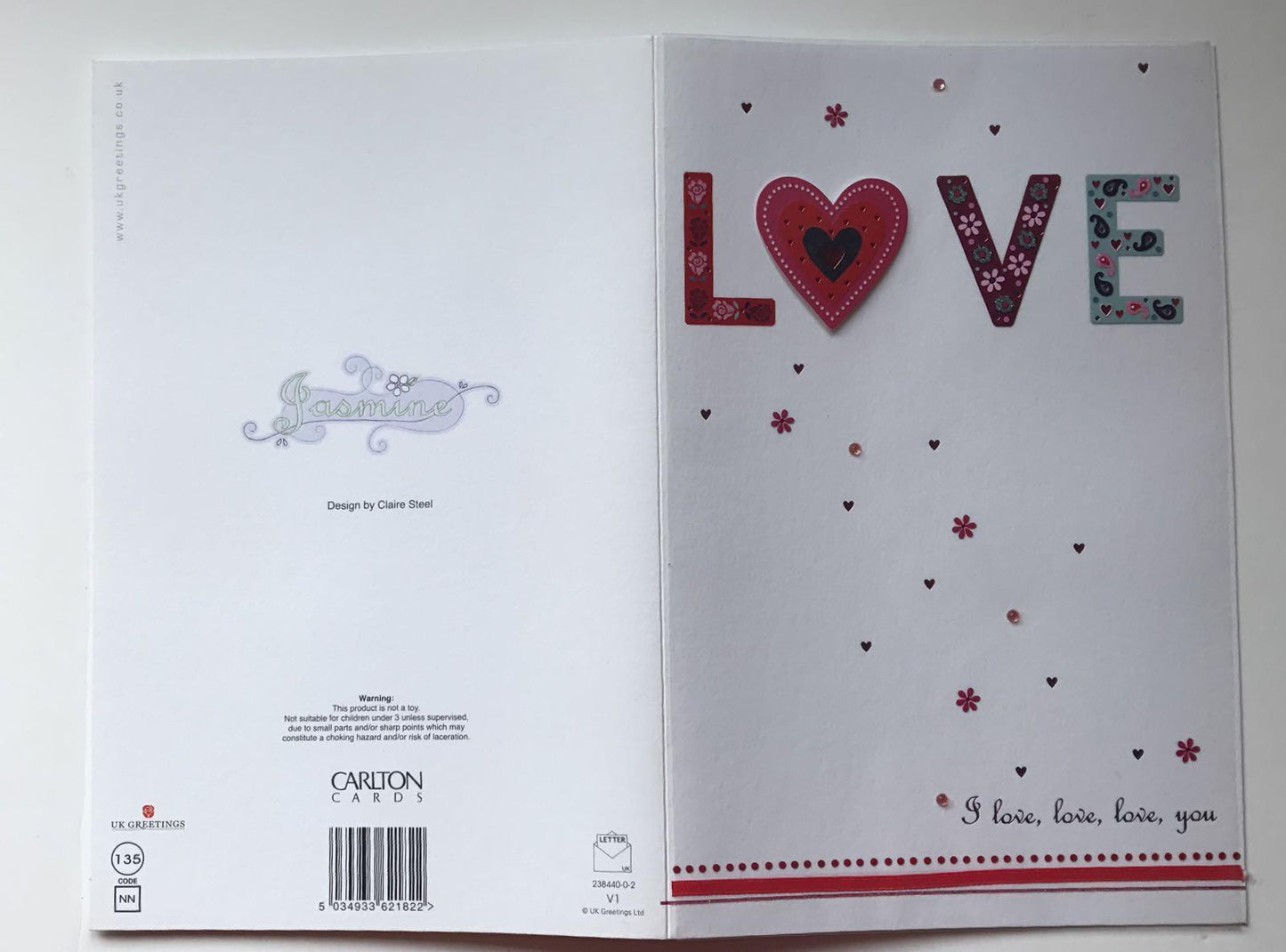 l Love you Handmade Open Valentine's Day Card