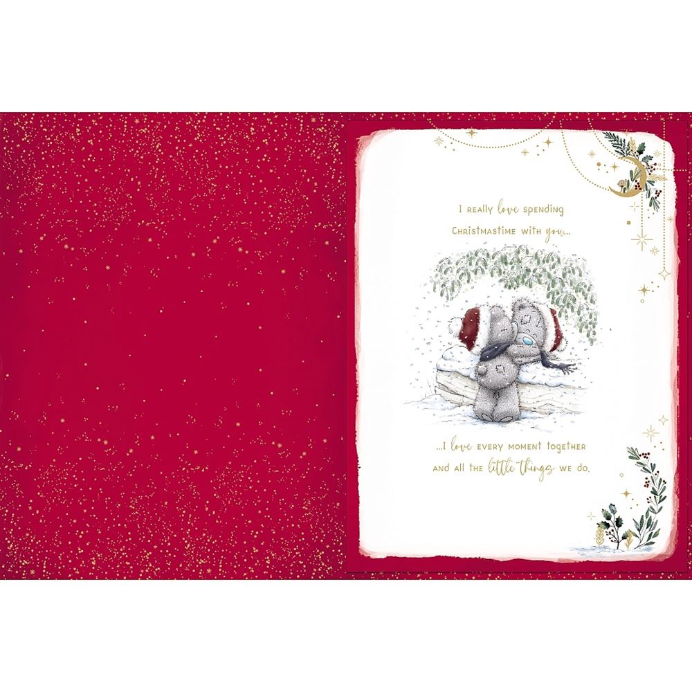 Bears With Candy Canes Brilliant Fiancé Luxury Boxed Handmade Christmas Card