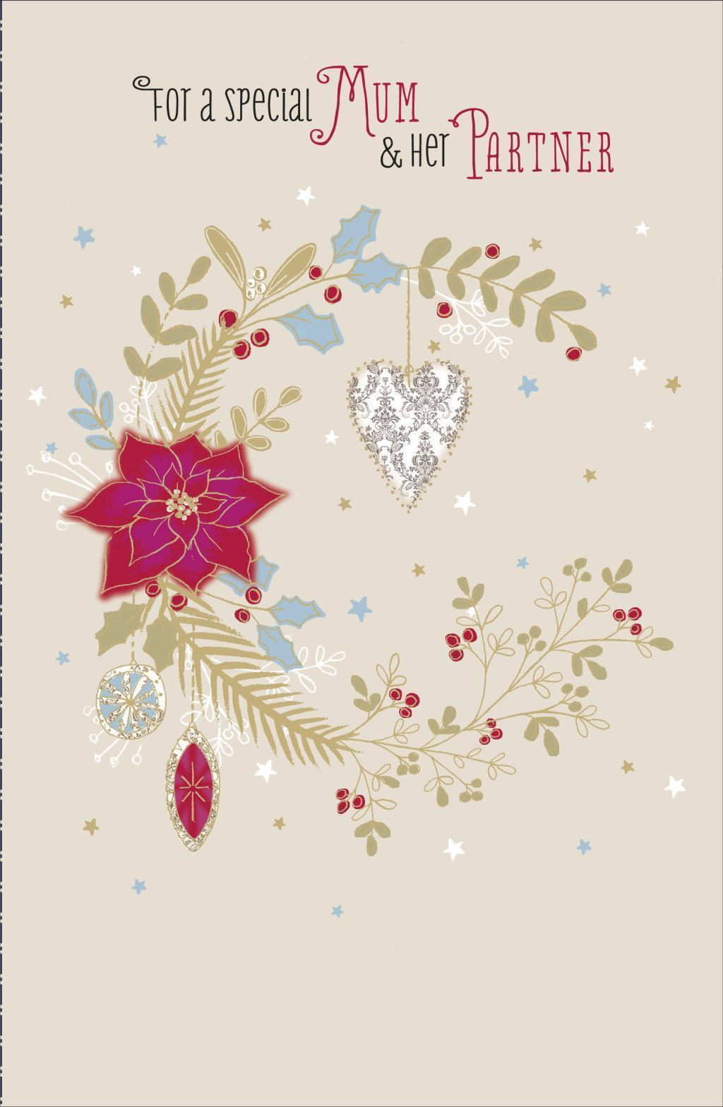 For A Special Mum And Her Partner - Greeting Christmas Card