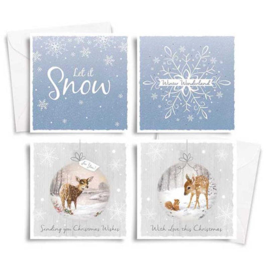 Pack of 10 Square Winter Wonderland Trend Christmas Cards