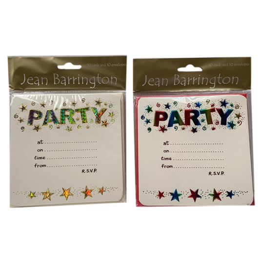 Pack of 10 Party Invitations Gold Or Multi