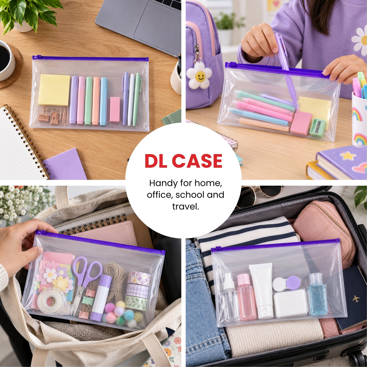 Pack of 12 DL Clear Zippy Bags with Orange Zip