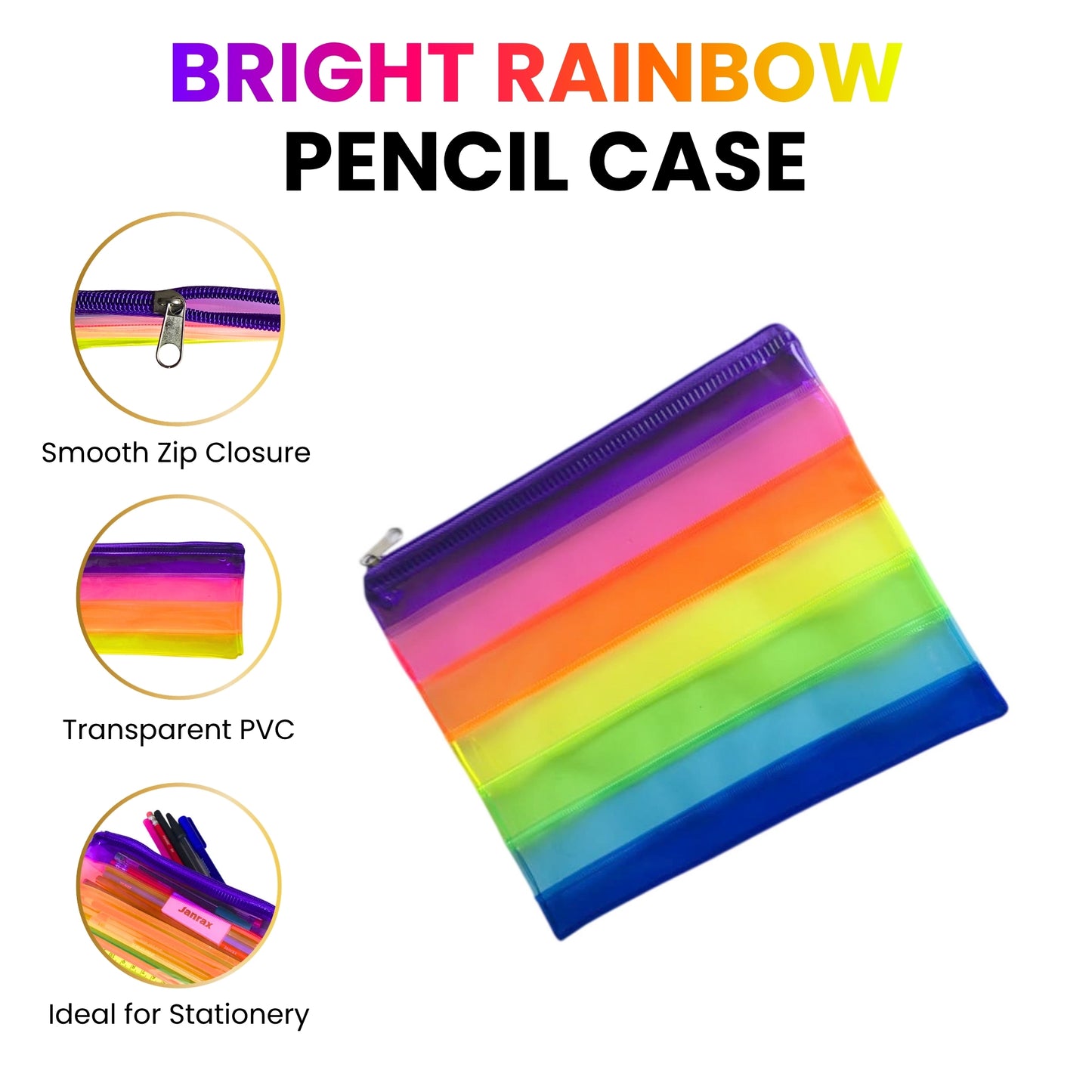 A5 Rainbow Coloured Rainbow Pencil Case