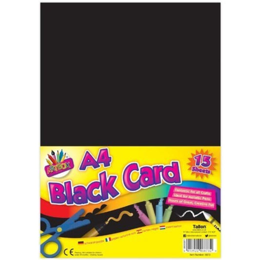 Pack of 15 Sheets A4 Black Card