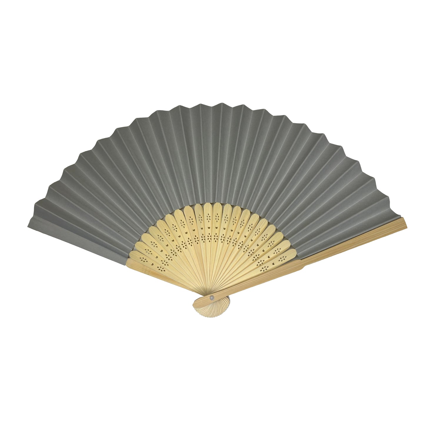 Pack of 50 Grey Paper Foldable Hand Held Bamboo Wooden Fans by Parev