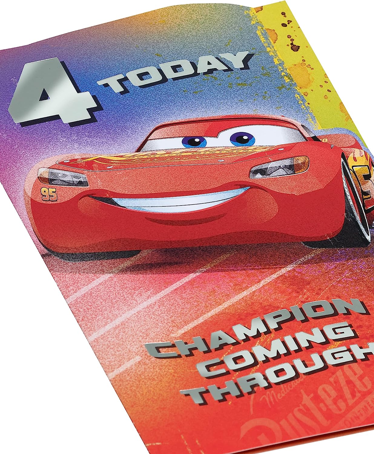 Disney Cars Design With Lightning McQueen 4th Birthday Boy Card