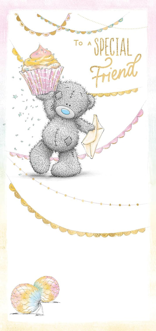 Bear With Cup Cake Special Friend Birthday Card