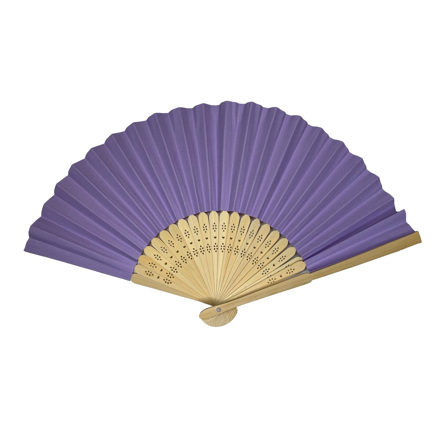 Pack of 50 Light Purple Paper Foldable Hand Held Bamboo Wooden Fans by Parev