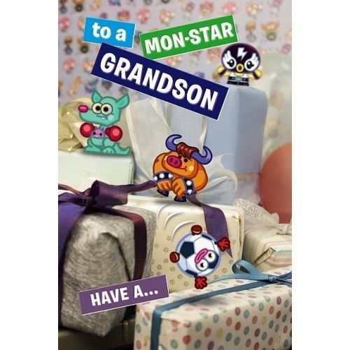 Moshi Monsters Grandson Birthday 3D Holographic Greeting Card To a Mon-Star Grandson