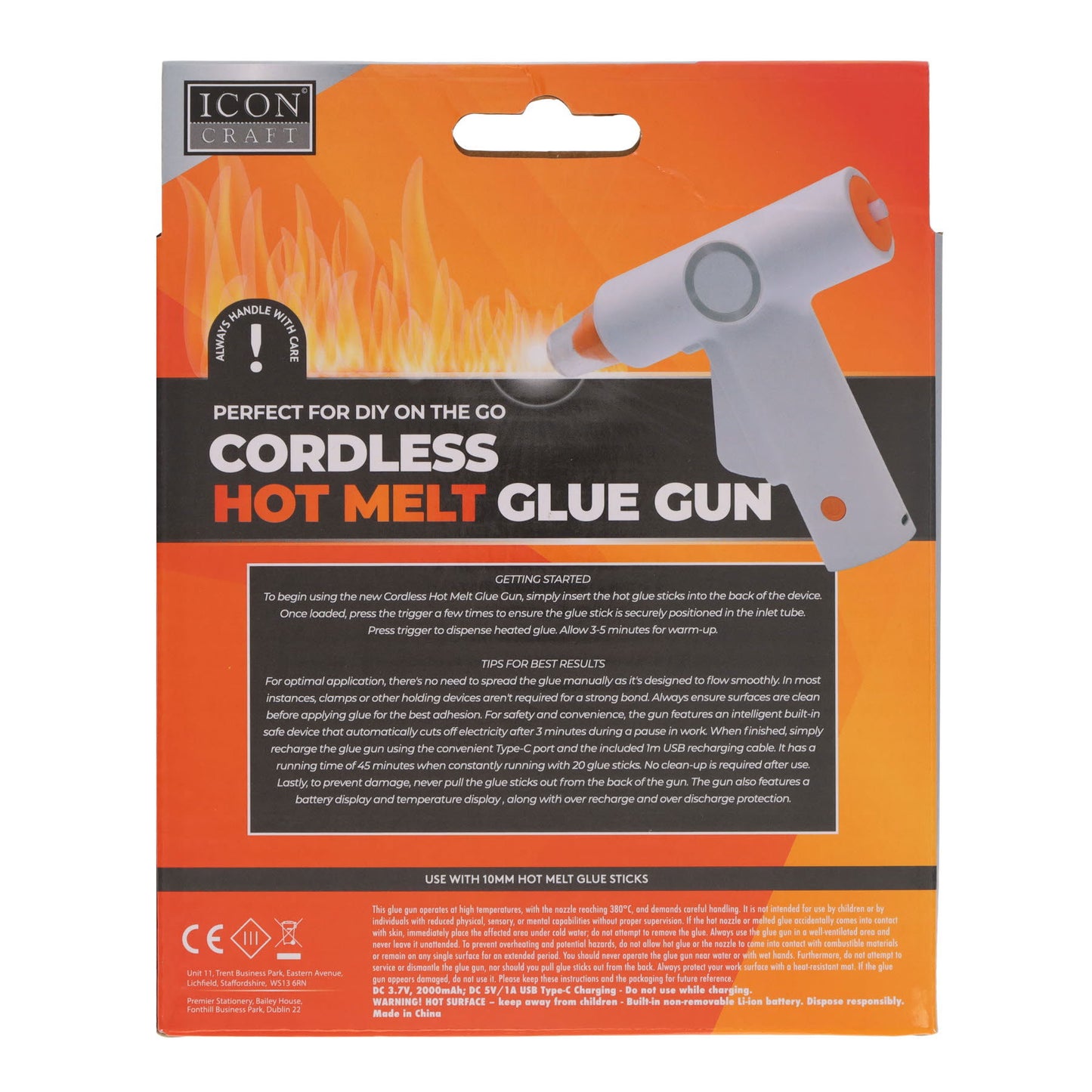 Cordless Hot Melt Glue Gun with Glue Sticks by Icon Craft
